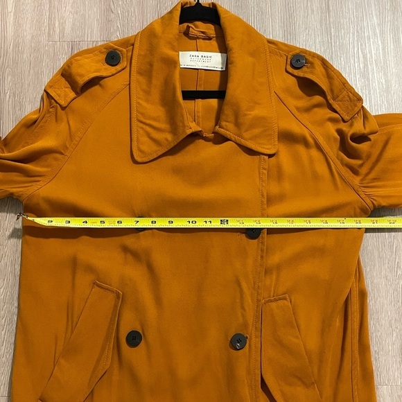 Zara Basic Women Longline Trench Coat XS Orange Lightweight Contemporary Preppy - Picture 14 of 17